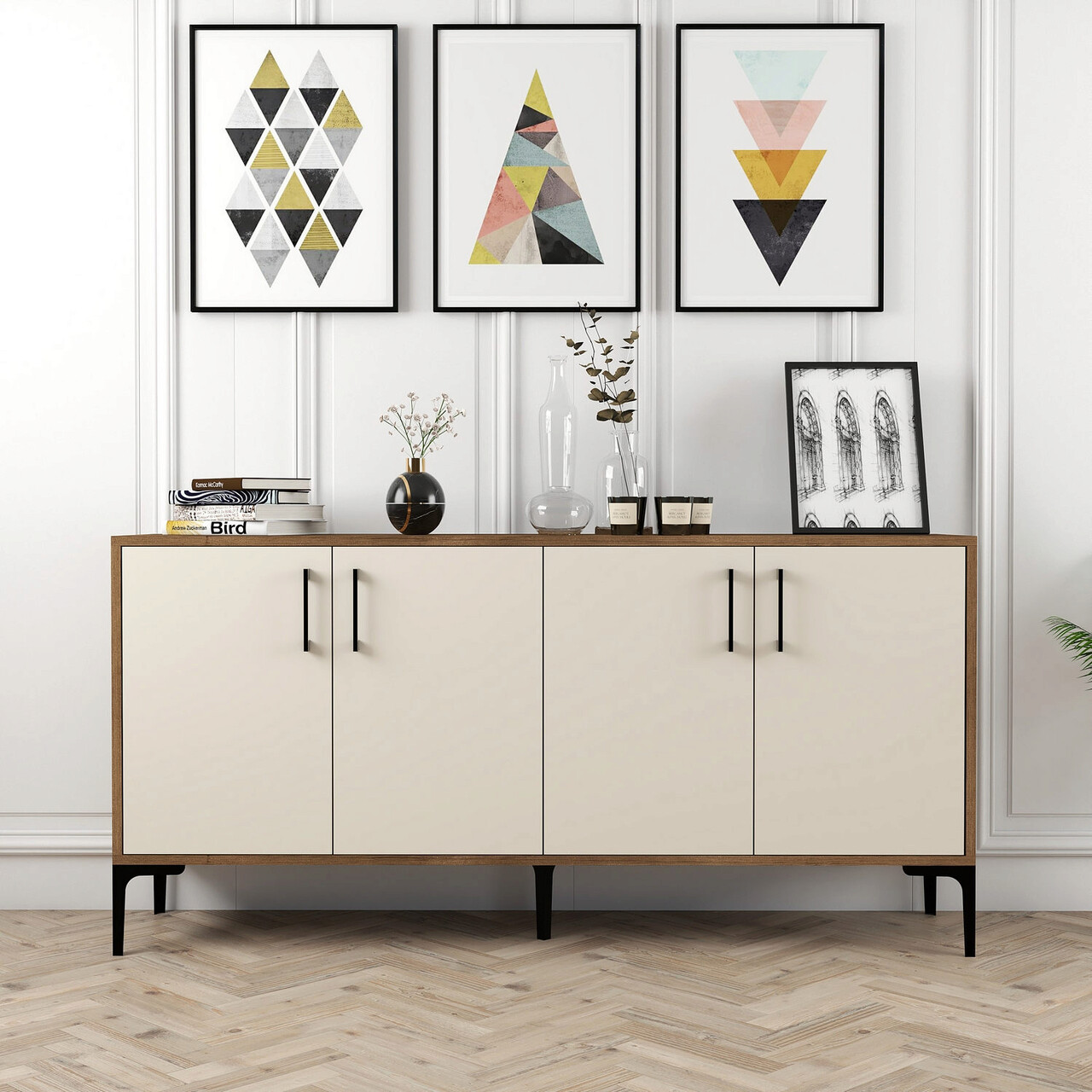 Consola, Hanah Home, Kiev 160, 160x78x35 cm, Maro/Crem - imagine 7